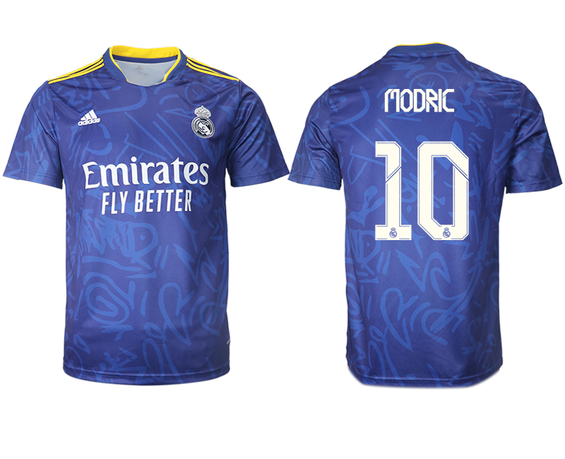 Cheap Men 2021-2022 Club Real Madrid away aaa version blue 10 Soccer Jersey